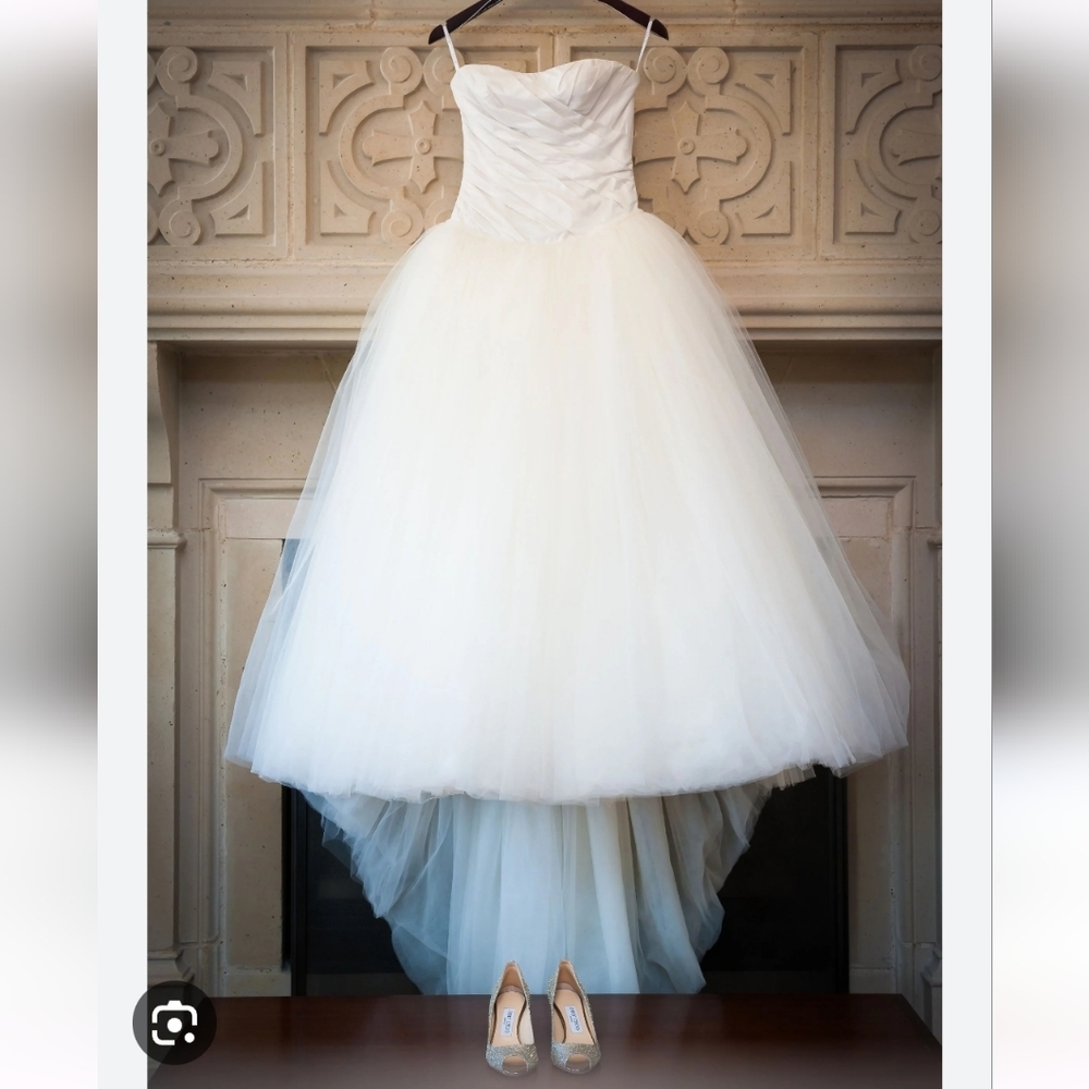 Vera Wang Strapless Ball Gown Wedding Dress Taffeta Tulle NWT Sz 12 Soft White - Picture 12 of 12